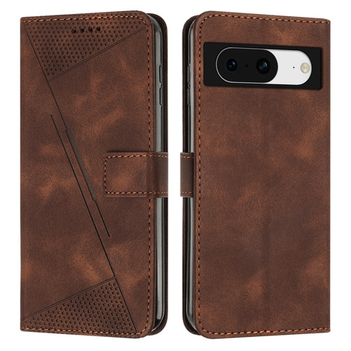 Google Pixel 8 Dream Triangle Leather Phone Case with Lanyard - Brown