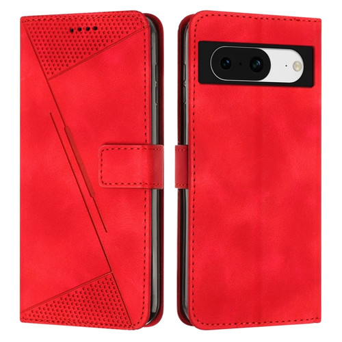 Google Pixel 8 Dream Triangle Leather Phone Case with Lanyard - Red