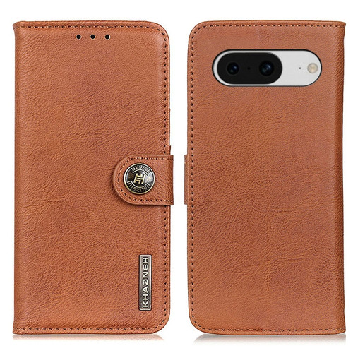 Google Pixel 8 KHAZNEH Cowhide Texture Horizontal Flip Leather Phone Case - Brown
