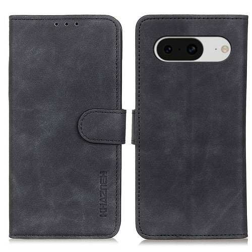 Google Pixel 8 KHAZNEH Retro Texture Flip Leather Phone Case - Black