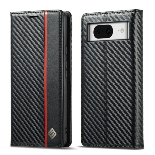 Google Pixel 8 LC.IMEEKE Carbon Fiber Leather Phone Case - Vertical Black