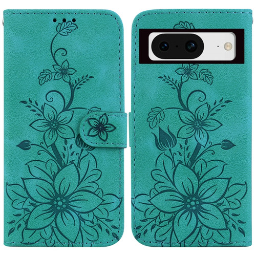 Google Pixel 8 Lily Embossed Leather Phone Case - Green