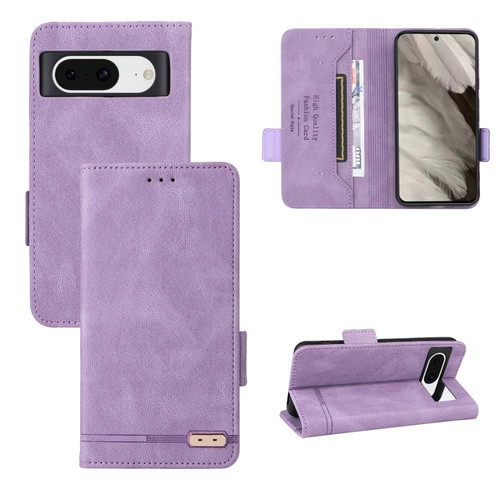 Google Pixel 8 Magnetic Clasp Leather Phone Case - Purple