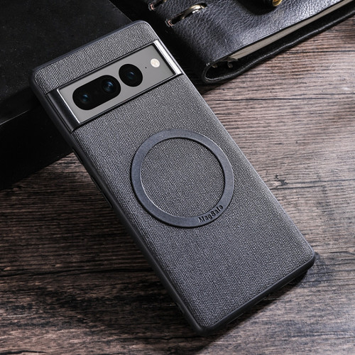 Google Pixel 8 Magsafe Magnetic Ring Cloth Texture Phone Case - Black