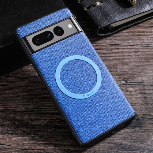 Google Pixel 8 Magsafe Magnetic Ring Cloth Texture Phone Case - Blue