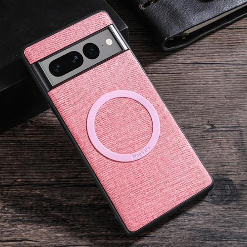 Google Pixel 8 Magsafe Magnetic Ring Cloth Texture Phone Case - Pink