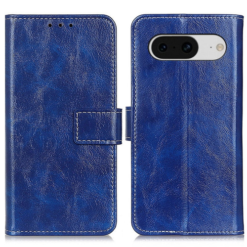 Google Pixel 8 Retro Crazy Horse Texture Flip Leather Phone Case - Blue