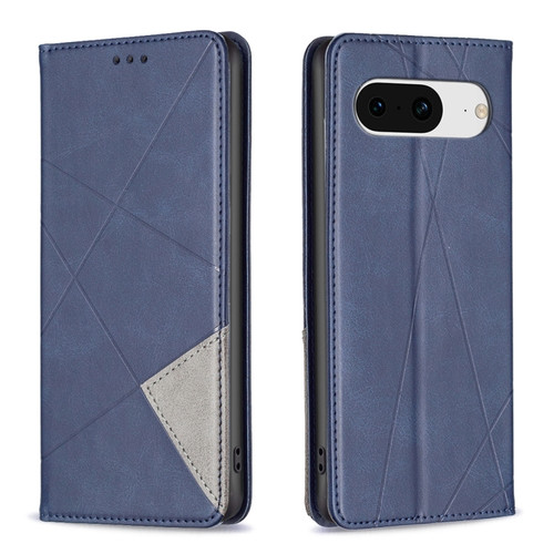 Google Pixel 8 Rhombus Texture Magnetic Leather Phone Case - Blue