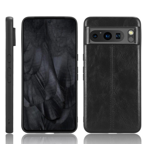 Google Pixel 8 Sewing Cow Pattern Skin PC + PU + TPU Phone Case - Black