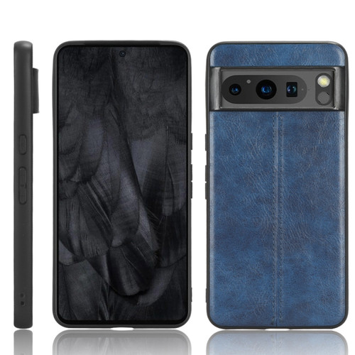 Google Pixel 8 Sewing Cow Pattern Skin PC + PU + TPU Phone Case - Blue