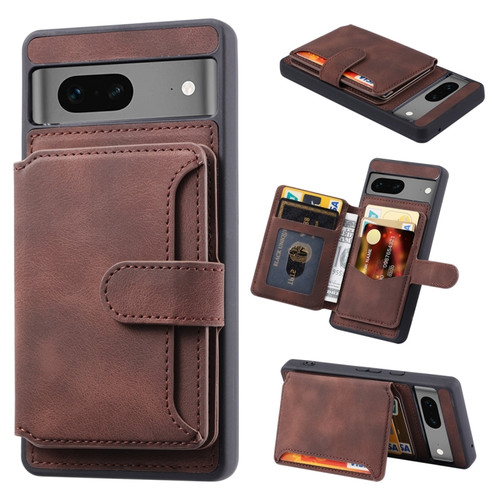 Google Pixel 8 Skin Feel Dream RFID Anti-theft PU Card Bag Phone Case - Coffee