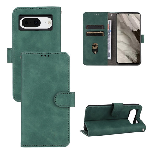 Google Pixel 8 Skin Feel Magnetic Flip Leather Phone Case - Green