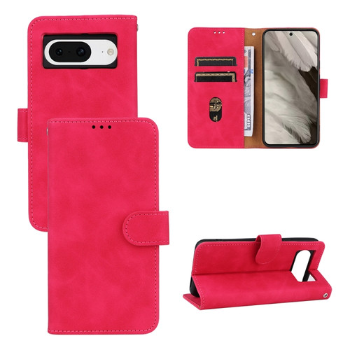 Google Pixel 8 Skin Feel Magnetic Flip Leather Phone Case - Rose Red