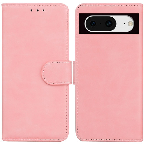 Google Pixel 8 Skin Feel Pure Color Flip Leather Phone Case - Pink