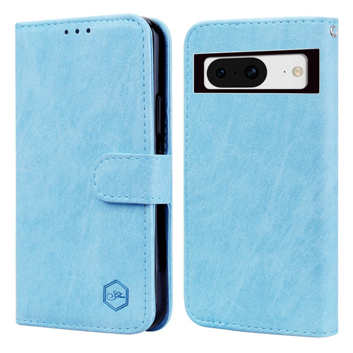 Google Pixel 8 Skin Feeling Oil Leather Texture PU + TPU Phone Case - Light Blue