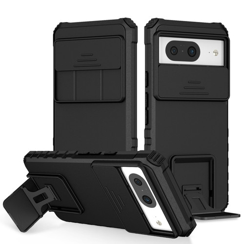 Google Pixel 8 Stereoscopic Holder Sliding Camshield Phone Case - Black