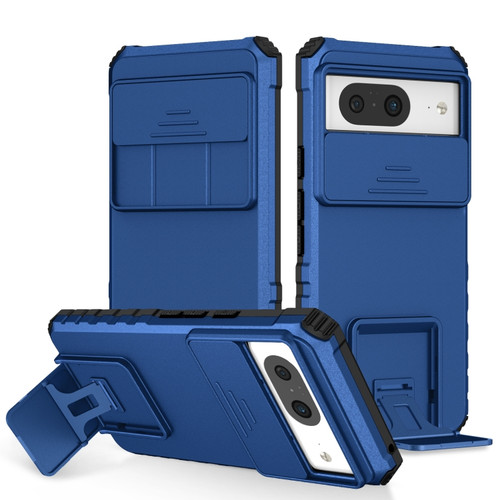 Google Pixel 8 Stereoscopic Holder Sliding Camshield Phone Case - Blue