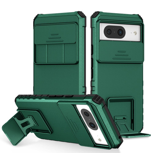 Google Pixel 8 Stereoscopic Holder Sliding Camshield Phone Case - Green