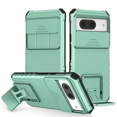 Google Pixel 8 Stereoscopic Holder Sliding Camshield Phone Case - Light Green
