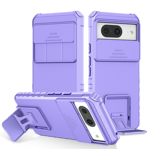 Google Pixel 8 Stereoscopic Holder Sliding Camshield Phone Case - Purple