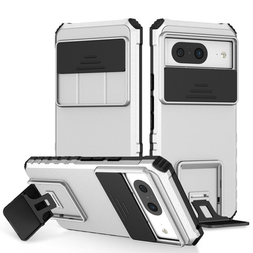 Google Pixel 8 Stereoscopic Holder Sliding Camshield Phone Case - White