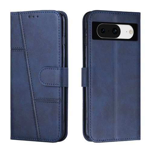 Google Pixel 8 Stitching Calf Texture Buckle Leather Phone Case - Blue