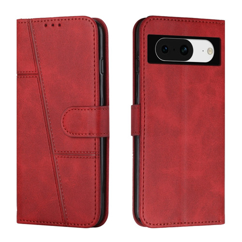 Google Pixel 8 Stitching Calf Texture Buckle Leather Phone Case - Red