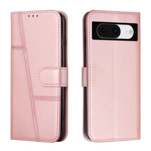 Google Pixel 8 Stitching Calf Texture Buckle Leather Phone Case - Rose Gold