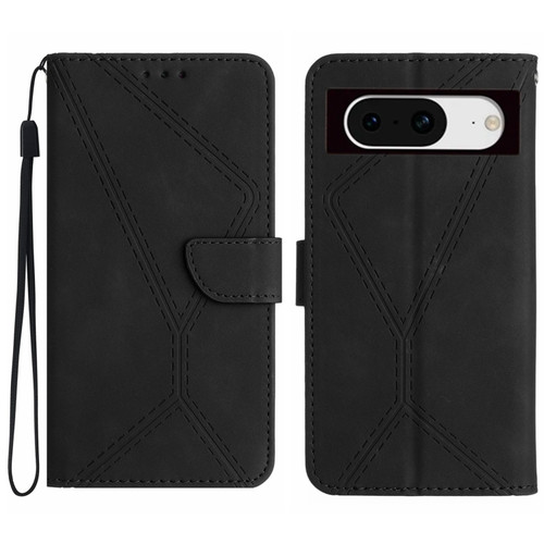 Google Pixel 8 Stitching Embossed Leather Phone Case - Black