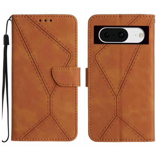 Google Pixel 8 Stitching Embossed Leather Phone Case - Brown