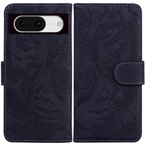 Google Pixel 8 Tiger Embossing Pattern Flip Leather Phone Case - Black