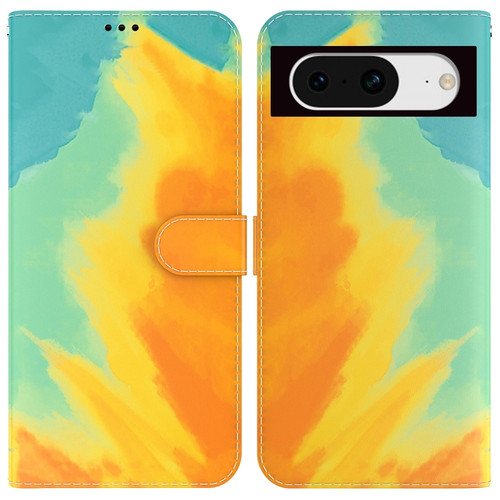 Google Pixel 8 Watercolor Pattern Flip Leather Phone Case - Autumn Leaf