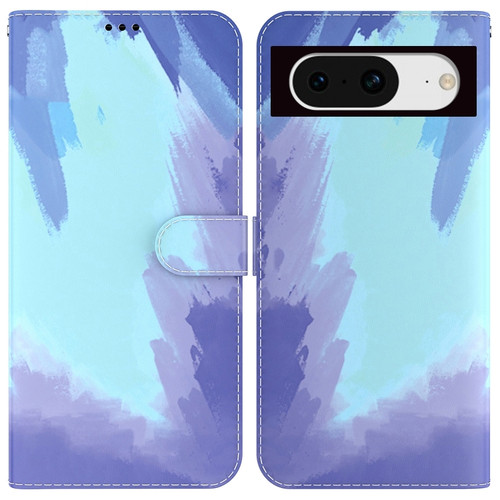 Google Pixel 8 Watercolor Pattern Flip Leather Phone Case - Winter Snow