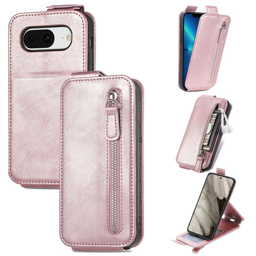 Google Pixel 8 Zipper Wallet Vertical Flip Leather Phone Case - Pink