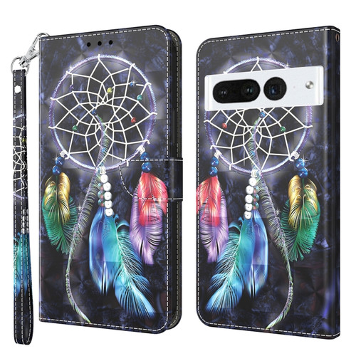 Google Pixel 8 Pro 3D Painted Pattern Leather Phone Case - Colorful Dreamcatcher