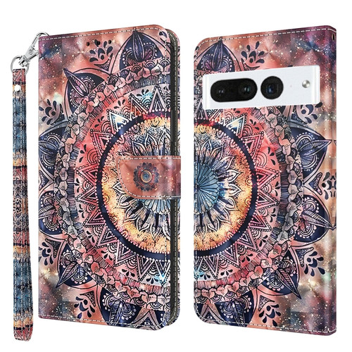 Google Pixel 8 Pro 3D Painted Pattern Leather Phone Case - Colorful Mandala