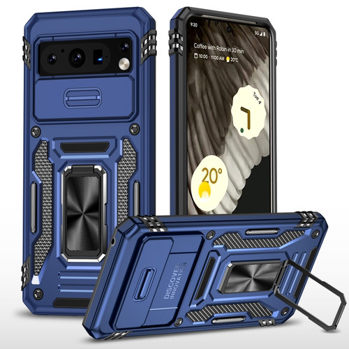 Google Pixel 8 Pro Armor PC + TPU Camera Shield Phone Case - Navy Blue