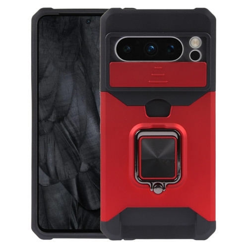 Google Pixel 8 Pro Camera Shield Card Slot PC+TPU Phone Case - Red