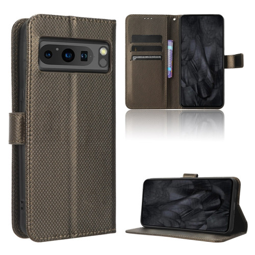 Google Pixel 8 Pro Diamond Texture Leather Phone Case - Brown