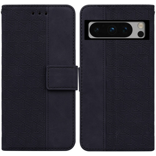 Google Pixel 8 Pro Geometric Embossed Leather Phone Case - Black