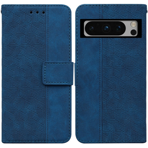 Google Pixel 8 Pro Geometric Embossed Leather Phone Case - Blue