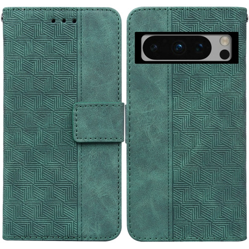 Google Pixel 8 Pro Geometric Embossed Leather Phone Case - Green