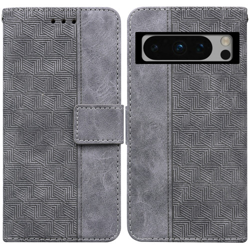 Google Pixel 8 Pro Geometric Embossed Leather Phone Case - Grey