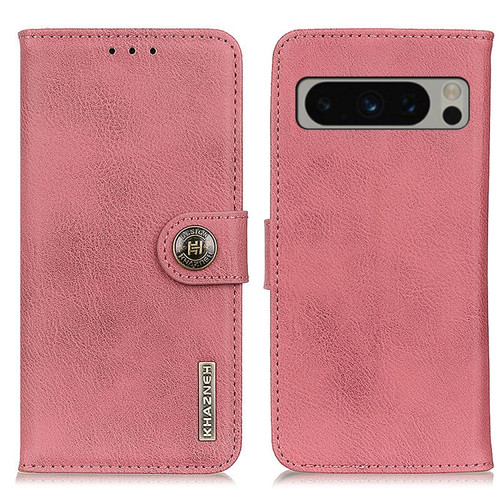 Google Pixel 8 Pro KHAZNEH Cowhide Texture Horizontal Flip Leather Phone Case - Pink