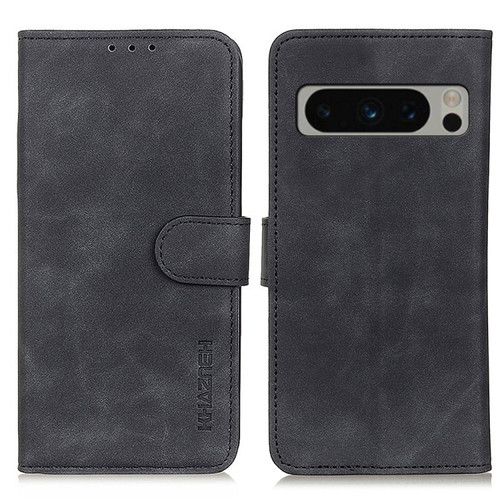 Google Pixel 8 Pro KHAZNEH Retro Texture Flip Leather Phone Case - Black
