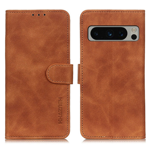 Google Pixel 8 Pro KHAZNEH Retro Texture Flip Leather Phone Case - Brown