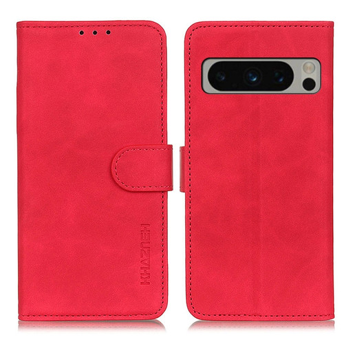 Google Pixel 8 Pro KHAZNEH Retro Texture Flip Leather Phone Case - Red