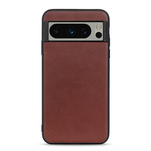 Google Pixel 8 Pro Lambskin Texture Genuine Leather Phone Case - Brown