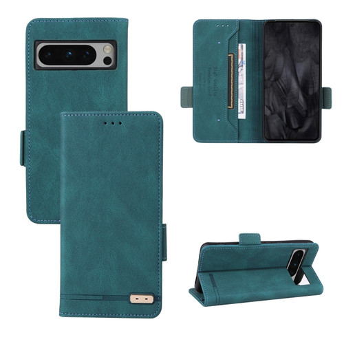 Google Pixel 8 Pro Magnetic Clasp Leather Phone Case - Green