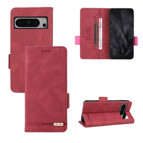 Google Pixel 8 Pro Magnetic Clasp Leather Phone Case - Red